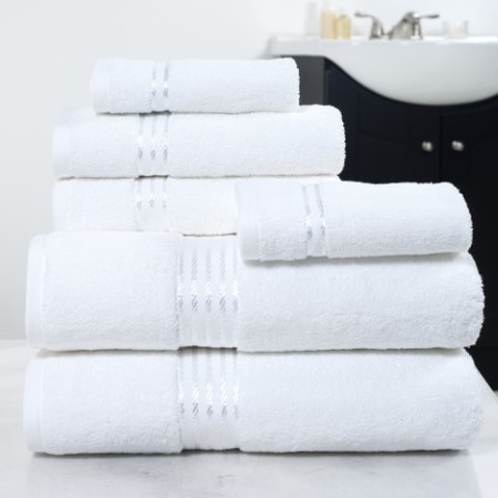 HASTINGS HOME Hastings Home 100 Percent Cotton Hotel 6 Piece Towel Set - White 610932ZFE